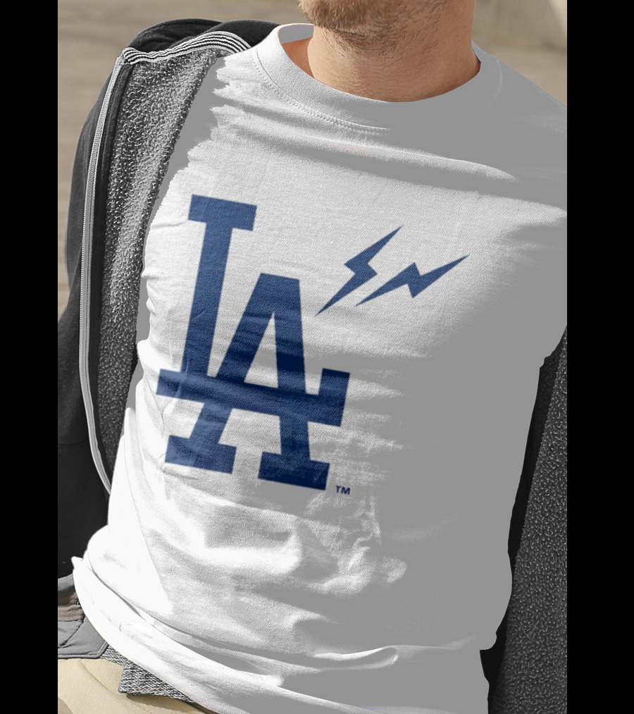 Los Angeles Dodgers Fragment Collaboration LA Thunder Lightning Bolt T-Shirt