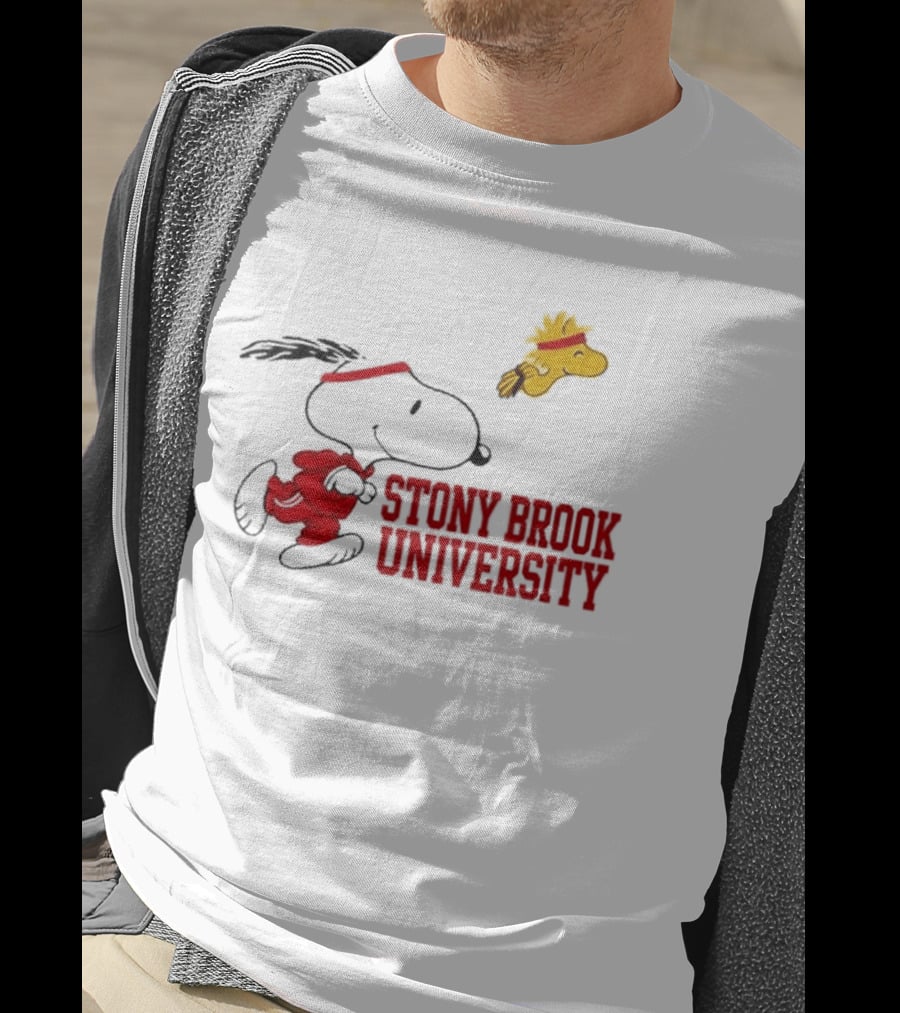 Snoopy And Woodstock Running Stony Brook University T-Shirt