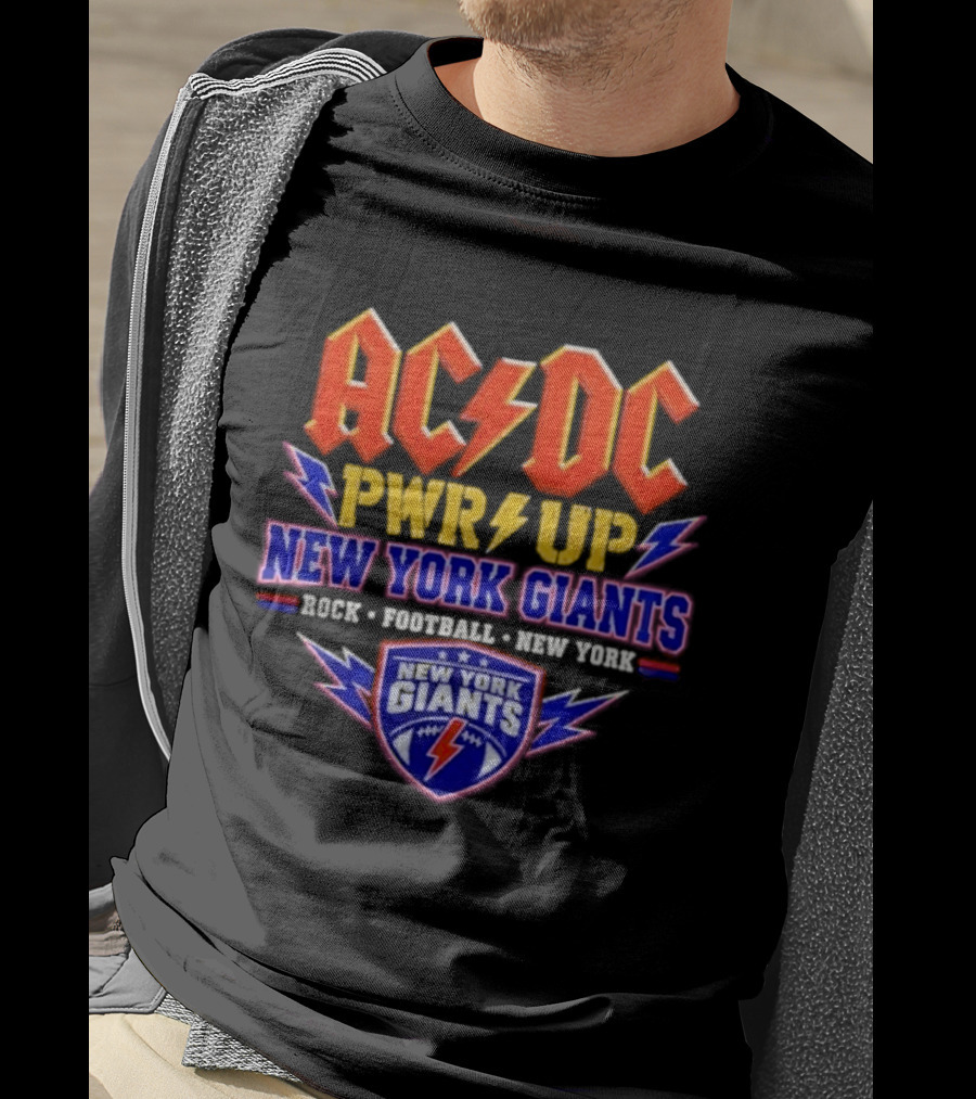 ACDC PWR UP New York Giants Rock Football Tour T-Shirt