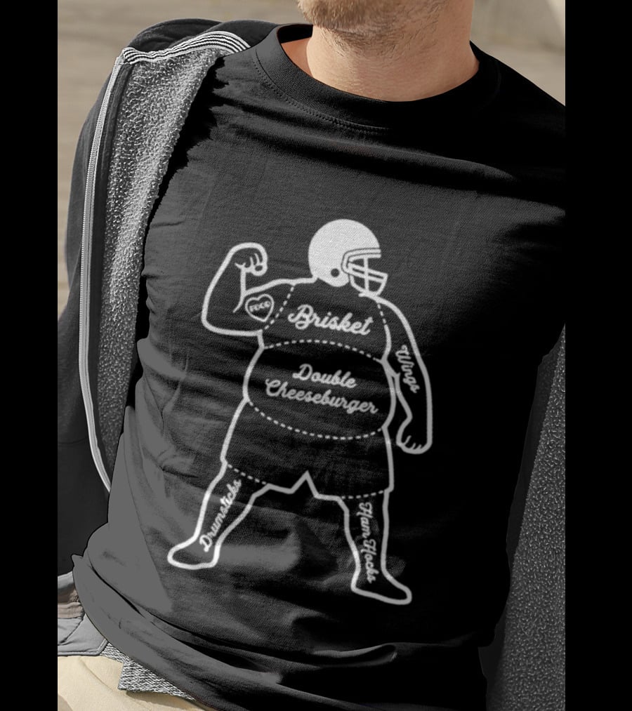 Big Man Atomy Brisket Double Cheeseburger Blueprint T-Shirt