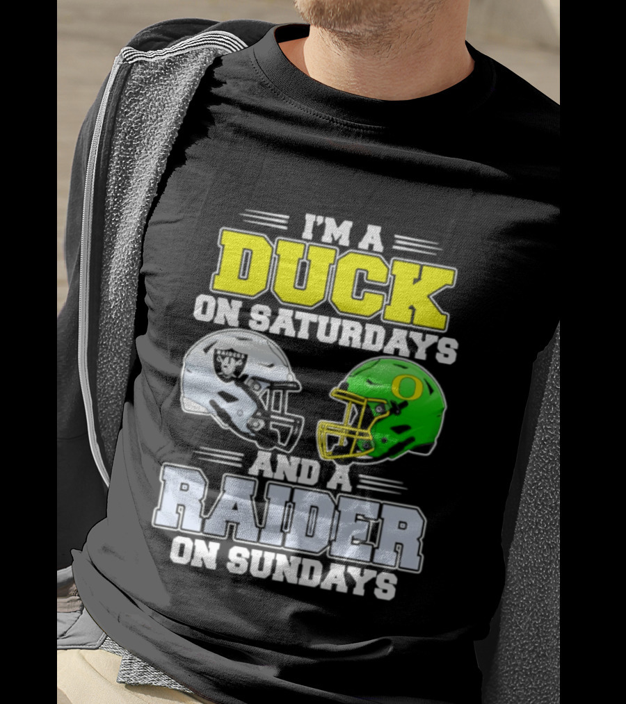 I'm A Duck On Saturdays And A Raider On Sundays Football Helmet T-Shirt