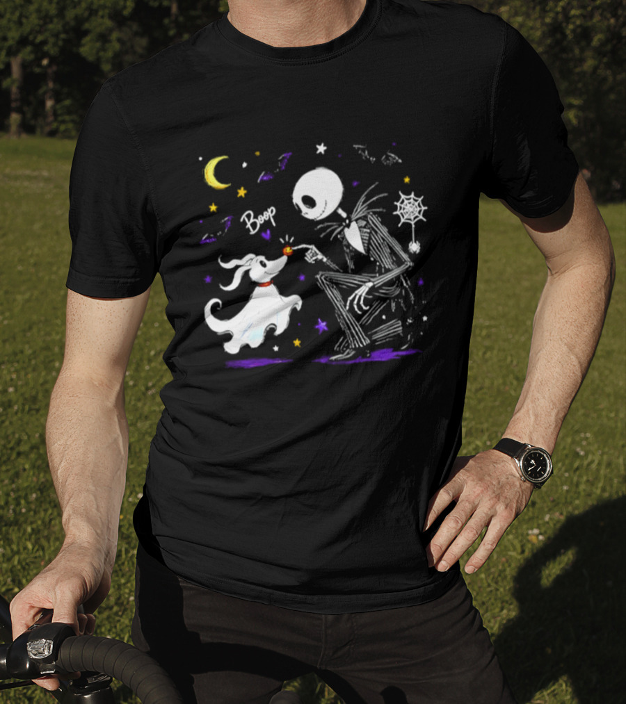 Jack Skellington Zero Dog Boop Halloween 2026 Moon Bats Stars T-Shirt