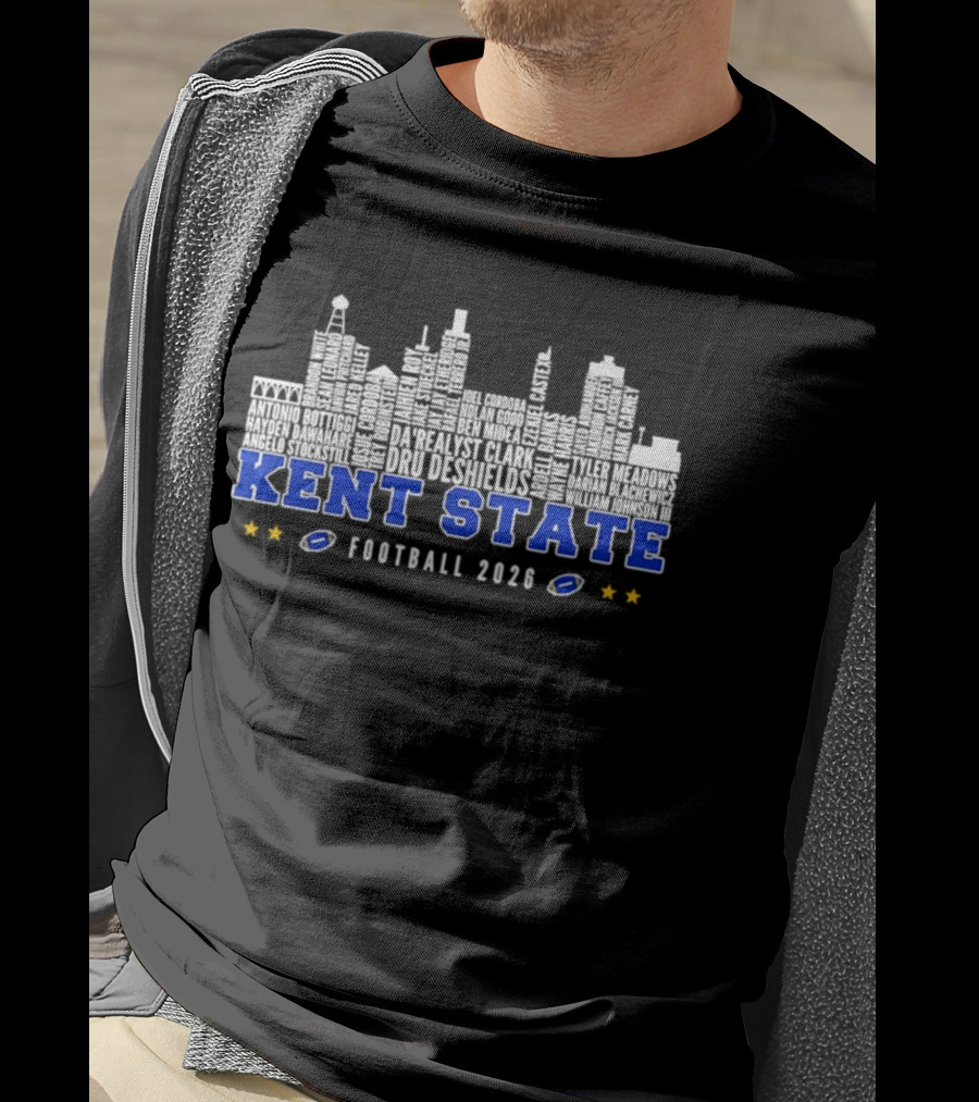 Kent State Golden Flashes Football 2026 City Skyline Players Names T-Shirt