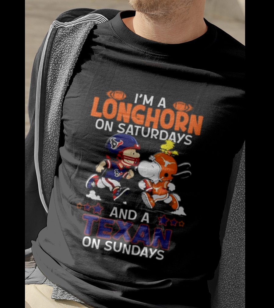 Peanuts I'm A Longhorn On Saturdays And A Texan On Sundays T-Shirt
