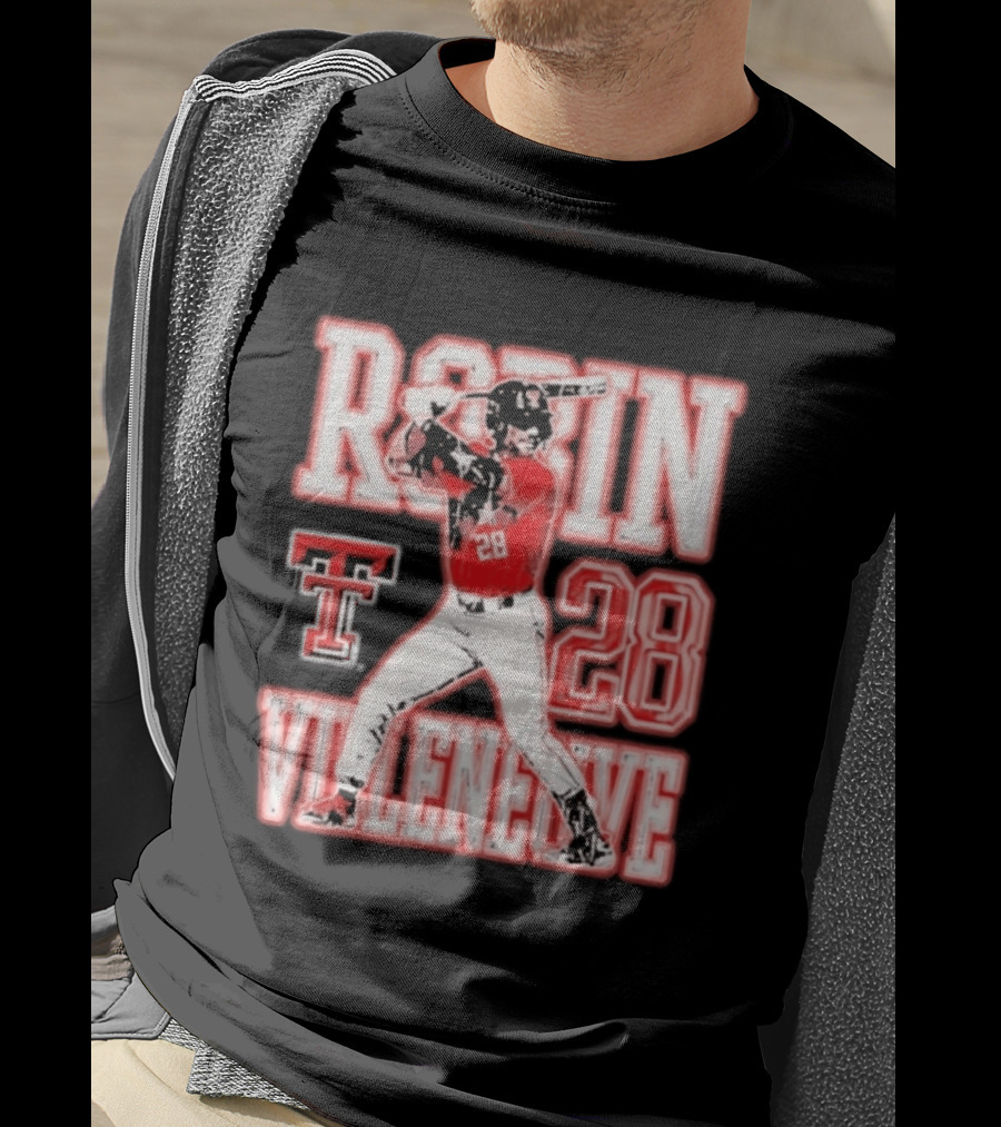 Robin Villeneuve Texas Tech Red Raiders 28 Baseball NCAA Swing T-Shirt