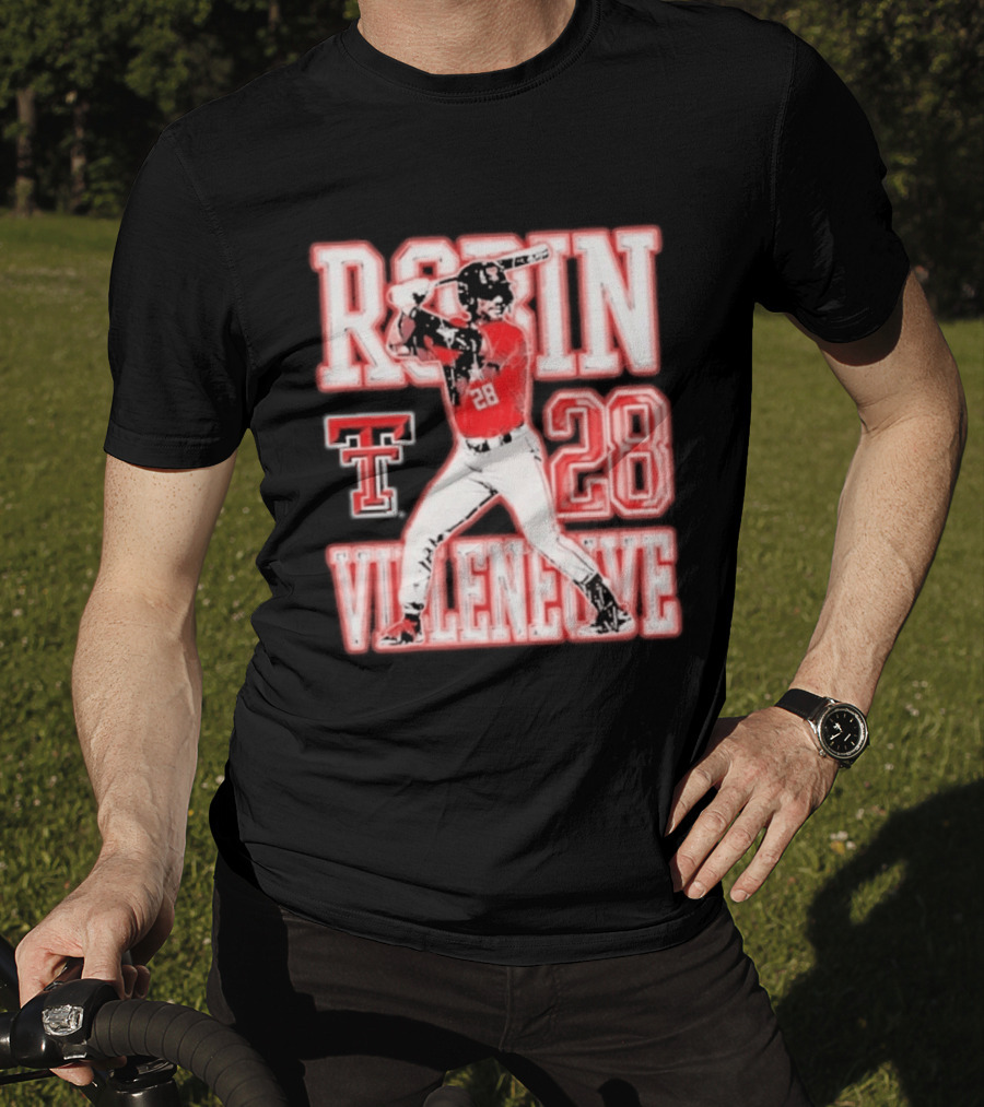 Robin Villeneuve Texas Tech Red Raiders 28 Baseball NCAA Swing T-Shirt