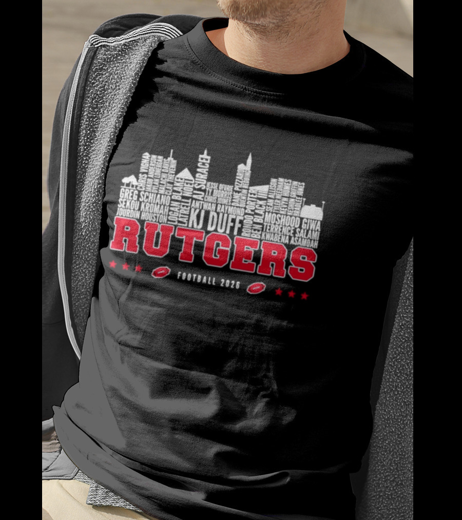 Rutgers Scarlet Knights Football 2026 City Skyline Players Names T-Shirt