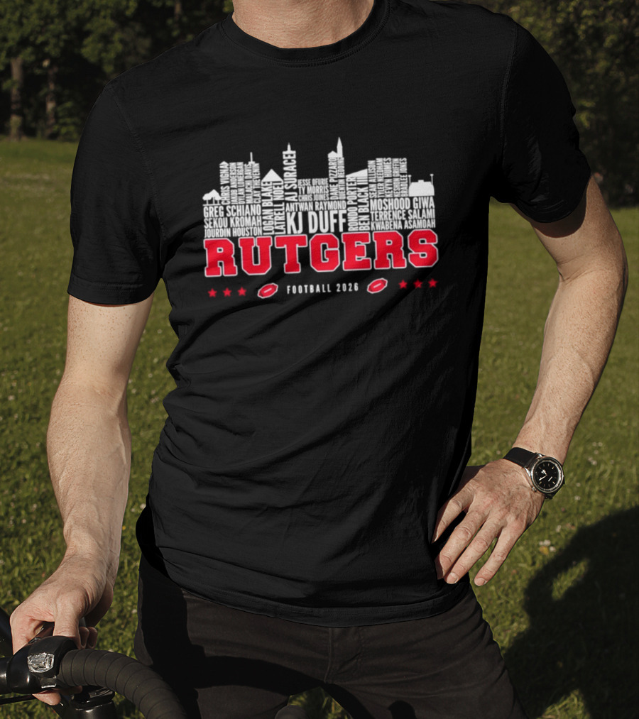 Rutgers Scarlet Knights Football 2026 City Skyline Players Names T-Shirt