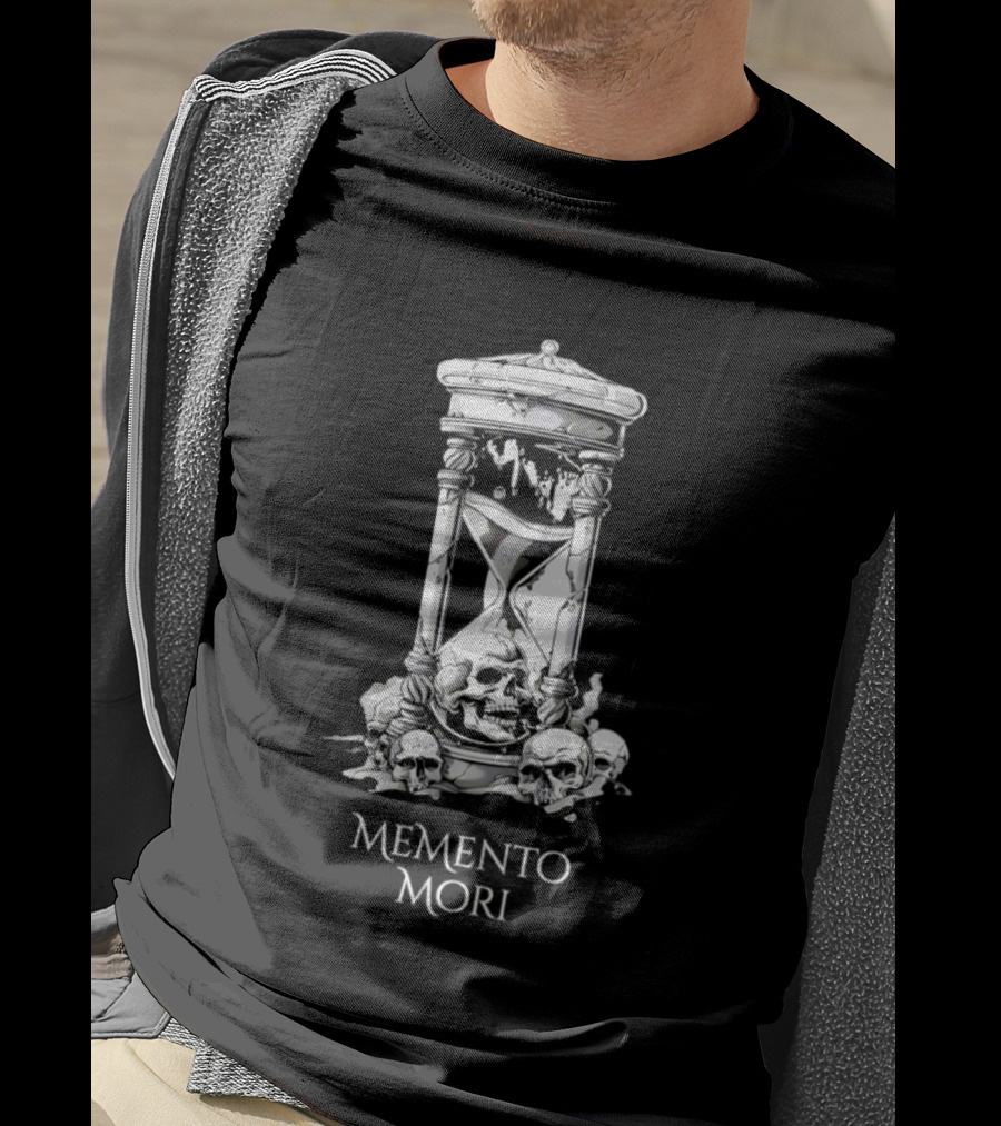 Memento Mori Hourglass Skull Halloween T-Shirt