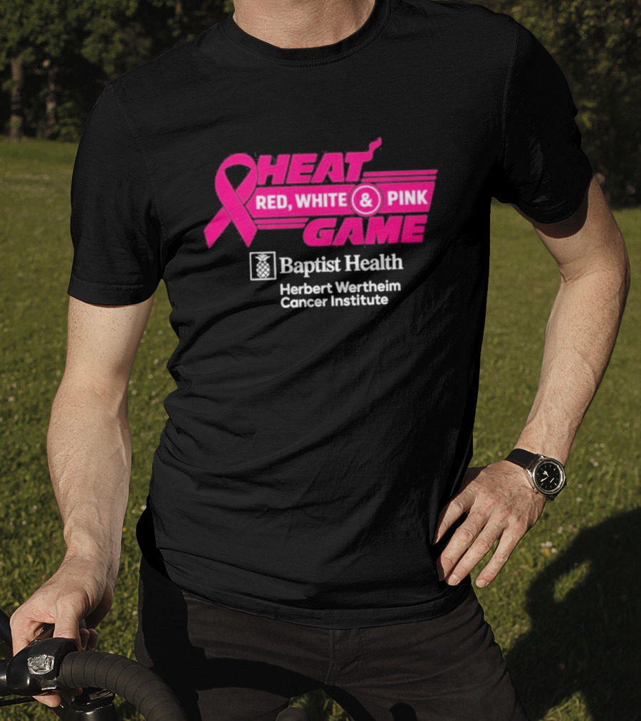 Breast Cancer Awareness Heat Game Red White Pink Baptist Health Herbert Wertheim T-Shirt