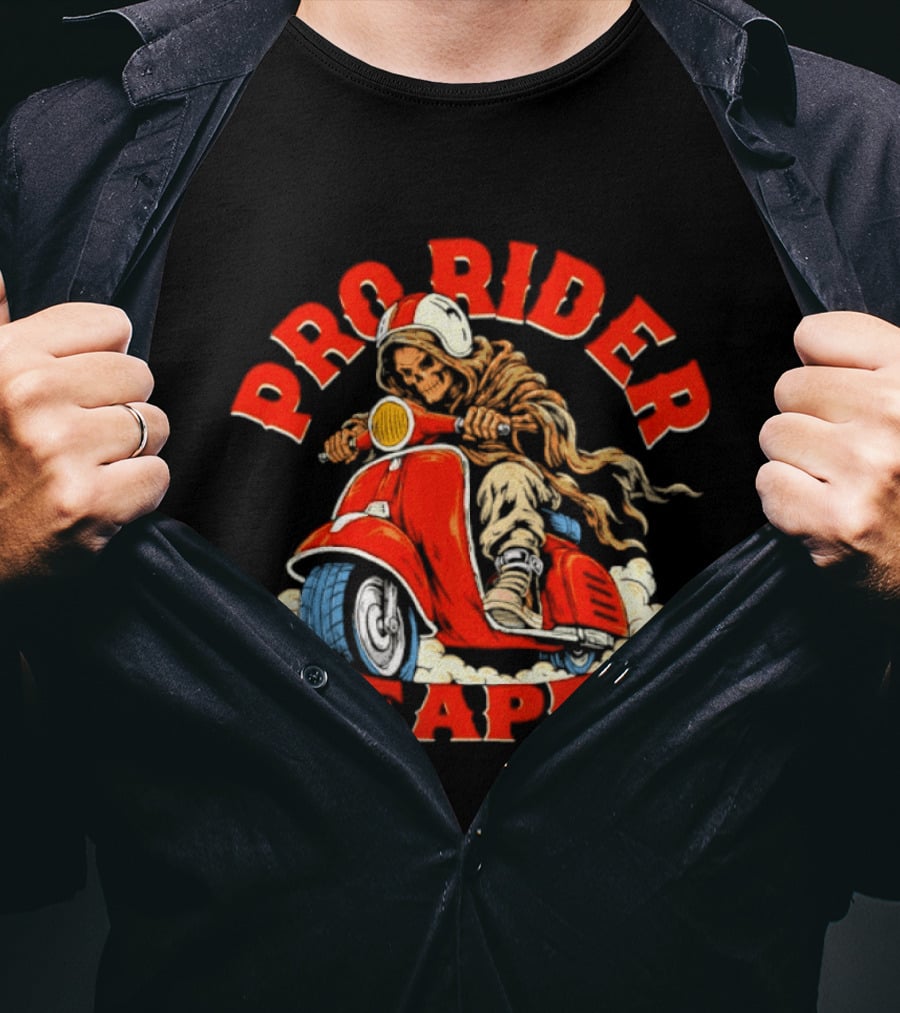 Pro Rider Reaper Skeleton Cartoon Motorcycle T-Shirt