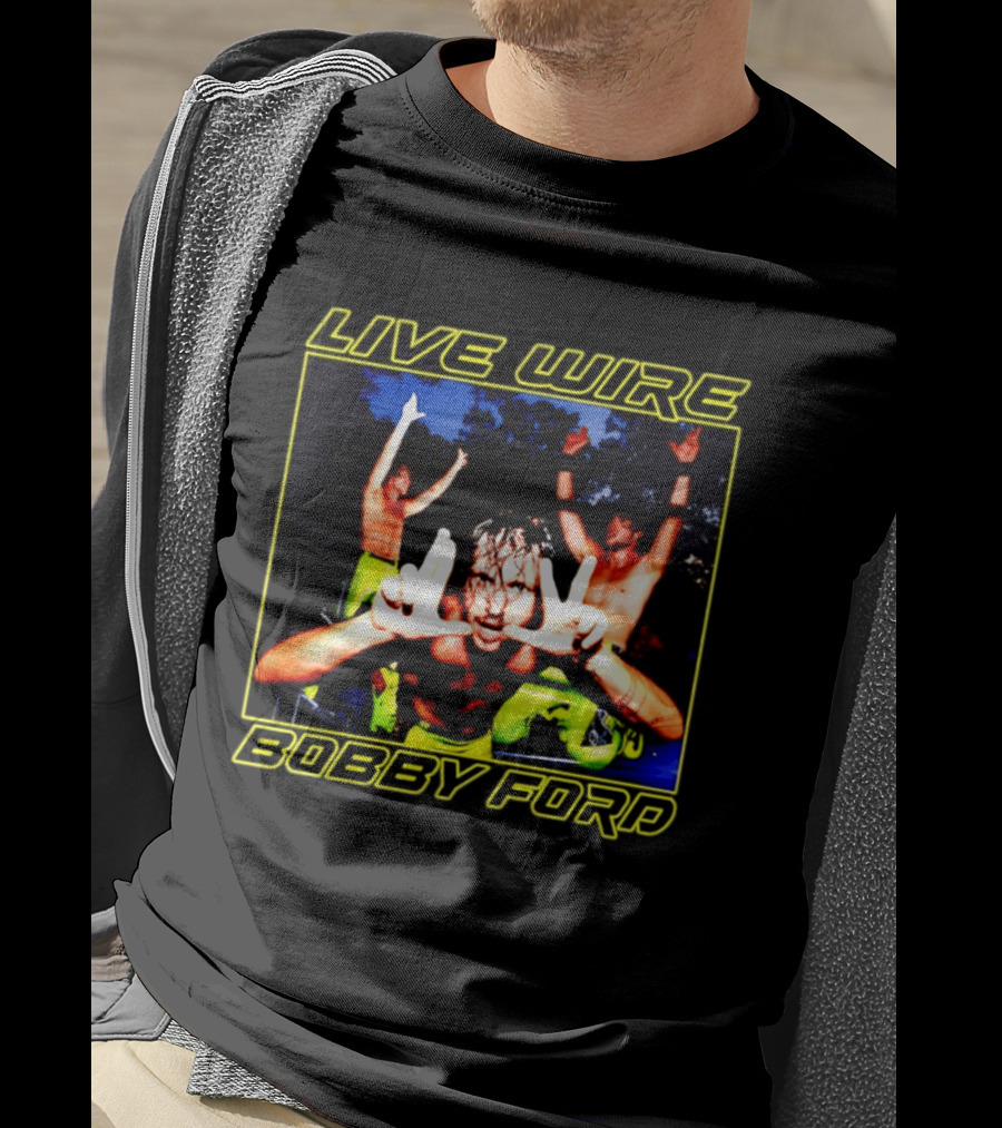 Live Wire Bobby Ford Wrestling Trio Action Pose T-Shirt