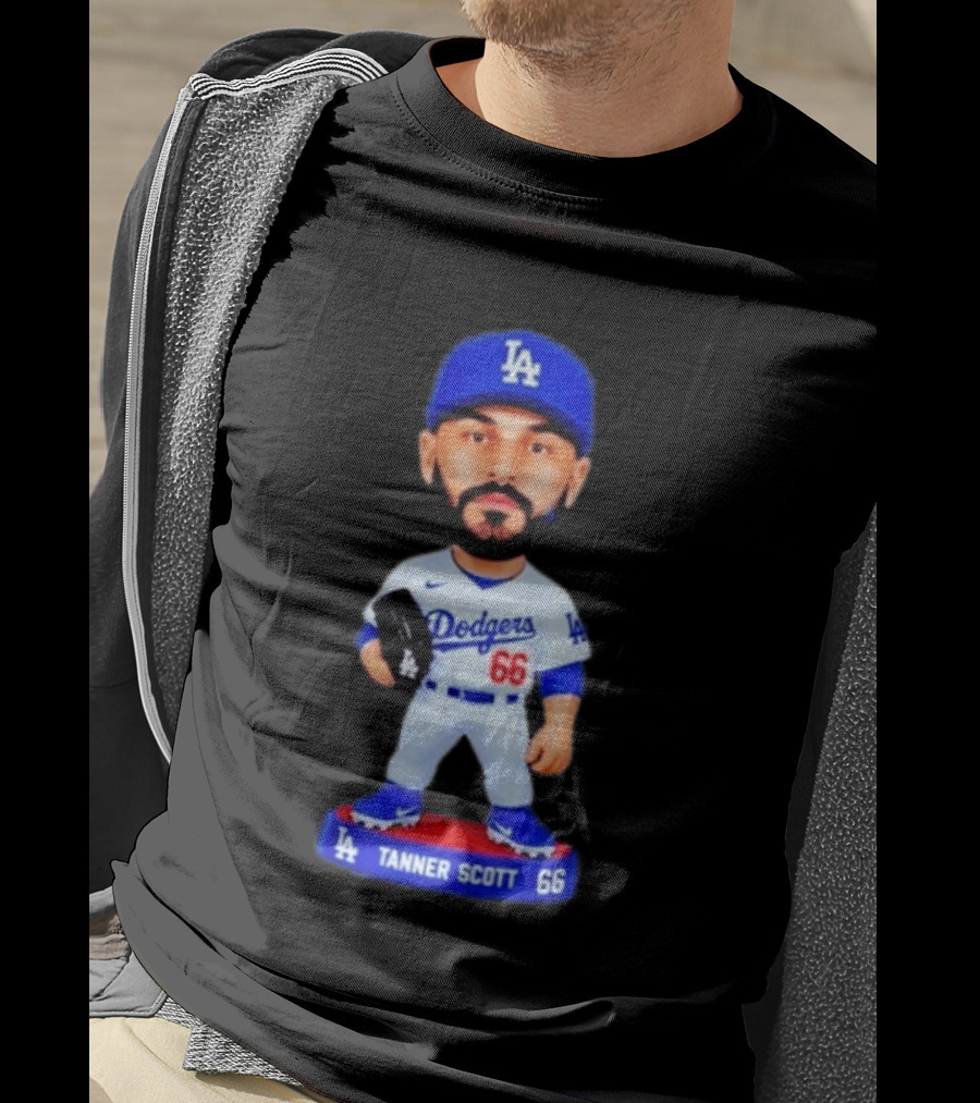 Tanner Scott Los Angeles Dodgers Number 66 Bobblehead Collectible T-Shirt