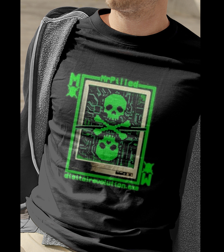 MrPilled DigitalRevolution.exe Hacker Cyber Circuitry Skull T-Shirt