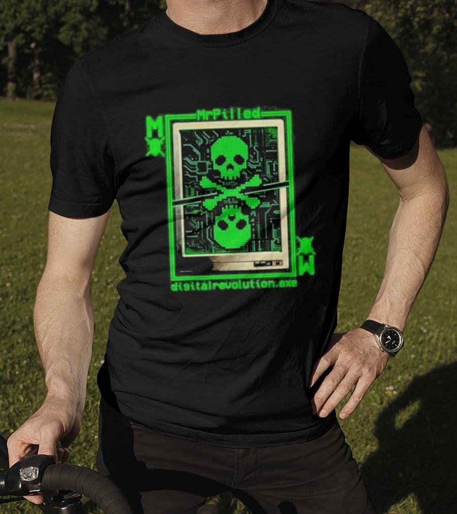 MrPilled DigitalRevolution.exe Hacker Cyber Circuitry Skull T-Shirt