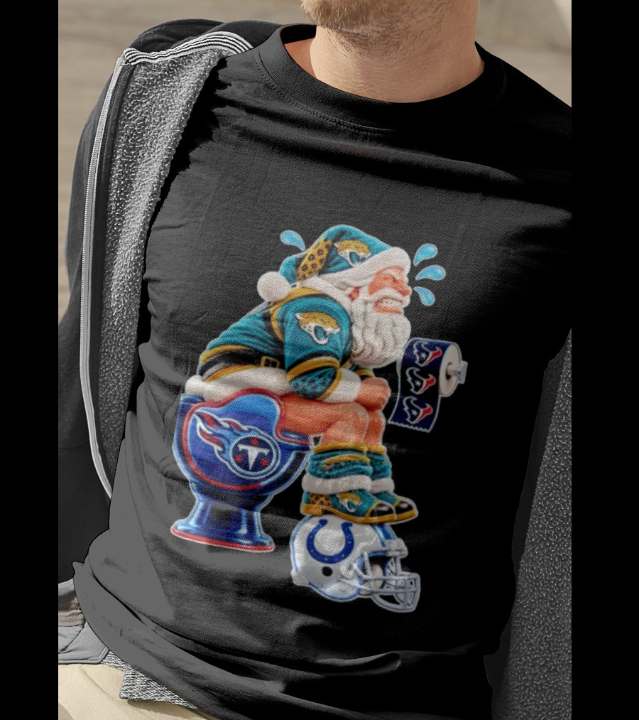Tennessee Titans Indianapolis Colts Houston Texans Jacksonville Jaguars Santa Christmas Football T-Shirt
