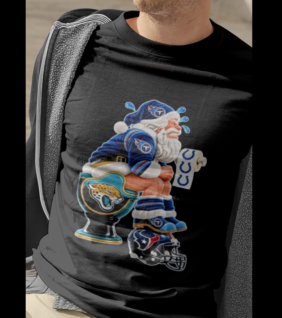 Tennessee Titans Santa Crying Jaguars Toilet Texans Helmet Colts Toilet Paper Christmas Football T-Shirt