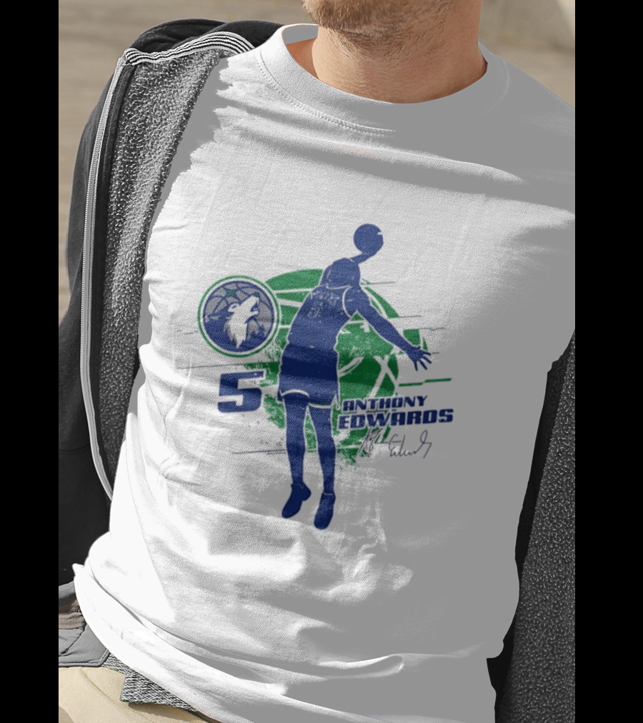 Minnesota Timberwolves Anthony Edwards 5 Basketball Jump 2026 T-Shirt