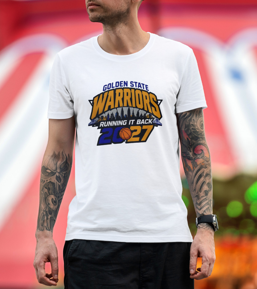 Golden State Warriors Running It Back 2027 Skyline NBA Basketball T-Shirt