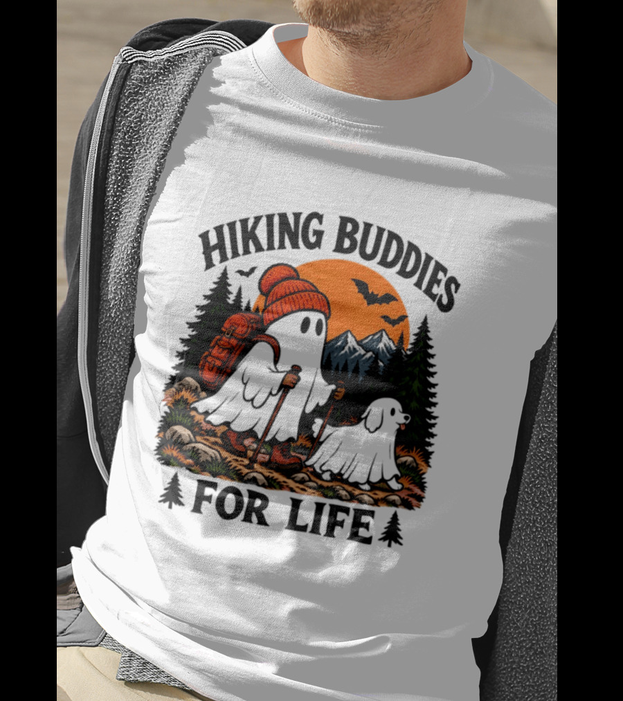 Hiking Buddies For Life Ghost And Dog Halloween Adventure T-Shirt
