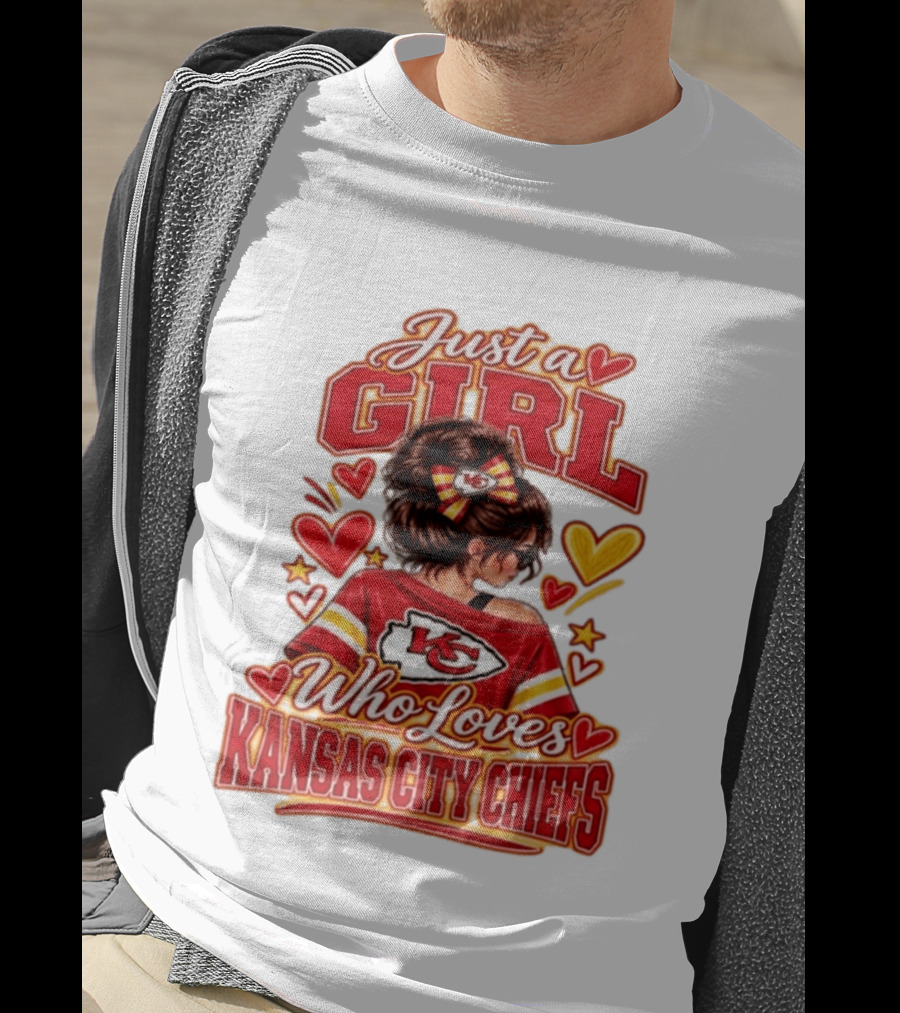 Just A Girl Who Loves Kansas City Chiefs KC Fan Heart Stars T-Shirt
