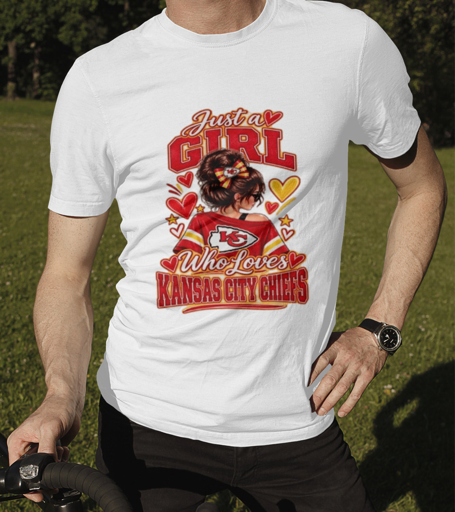 Just A Girl Who Loves Kansas City Chiefs KC Fan Heart Stars T-Shirt