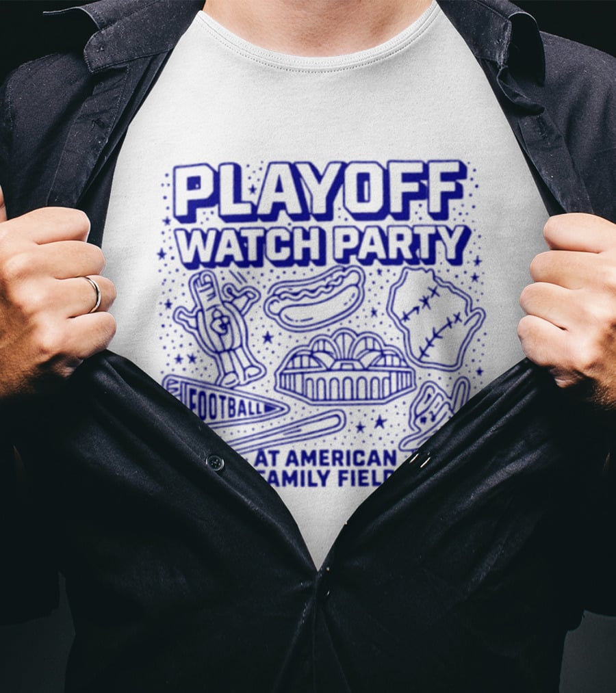 Milwaukee Brewers Playoff Party At American Family Field Baseball Hot Dog Event T-Shirt