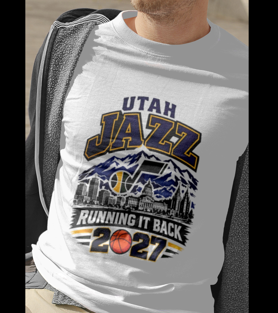 Utah Jazz Basketball Running It Back 2027 Skyline T-Shirt