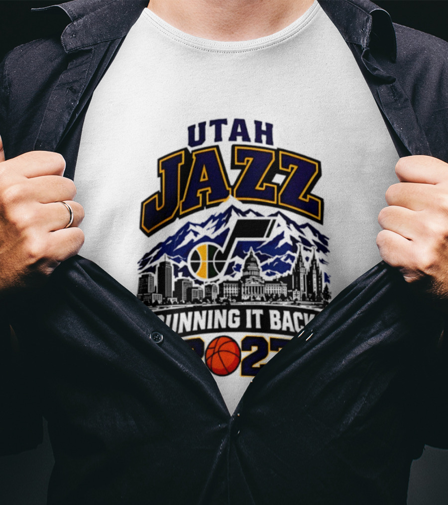 Utah Jazz Basketball Running It Back 2027 Skyline T-Shirt