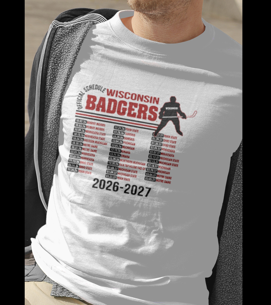 Wisconsin Badgers Men's Hockey 2026 2027 Official Schedule T-Shirt