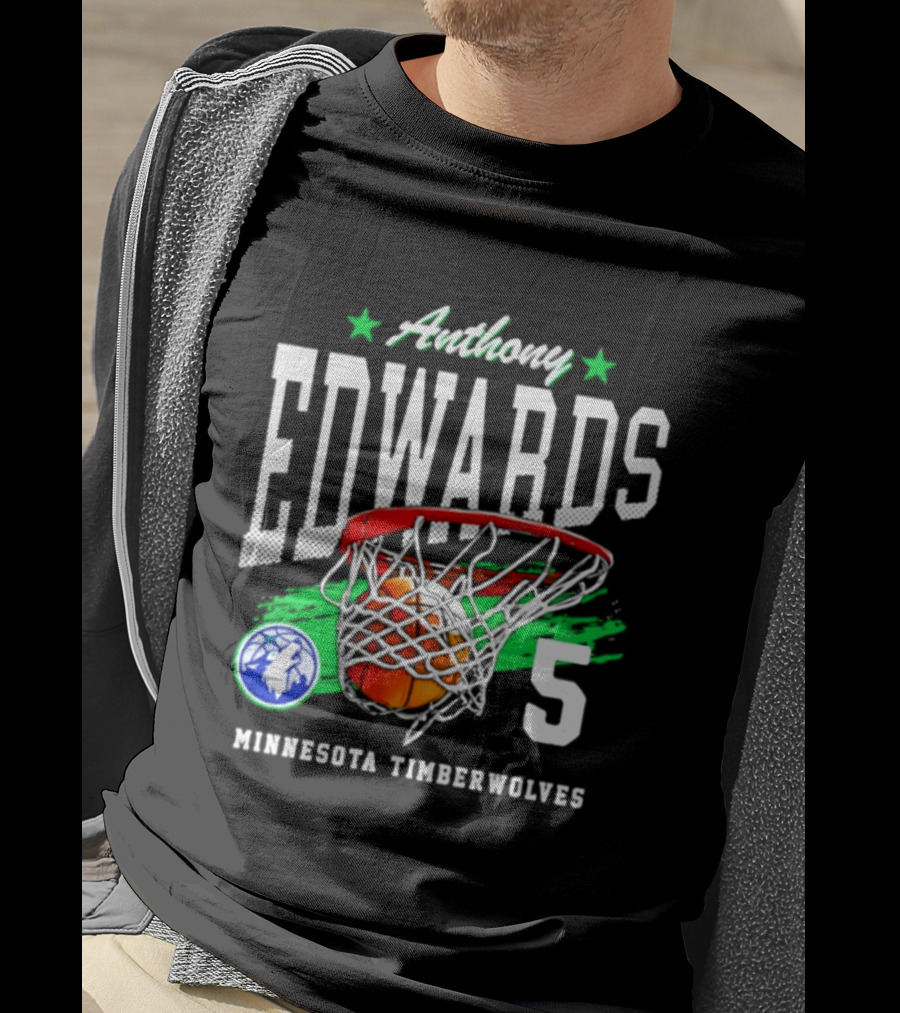 Anthony Edwards 5 Minnesota Timberwolves Basketball Net Dunk T-Shirt