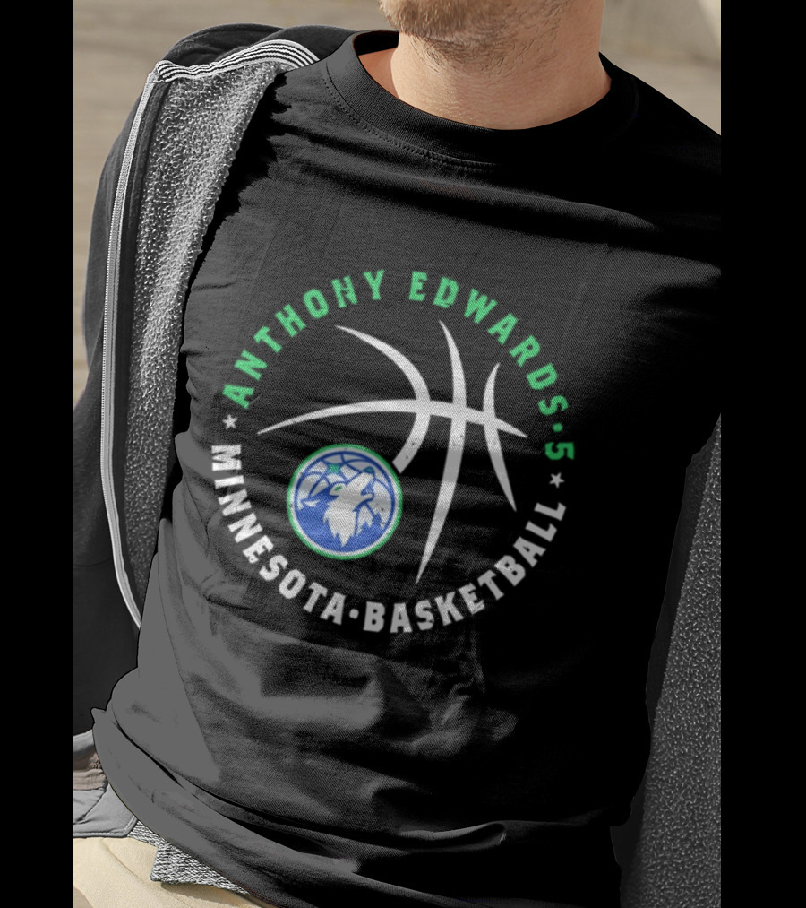 Anthony Edwards Minnesota Basketball Timberwolves Player Ball T-Shirt