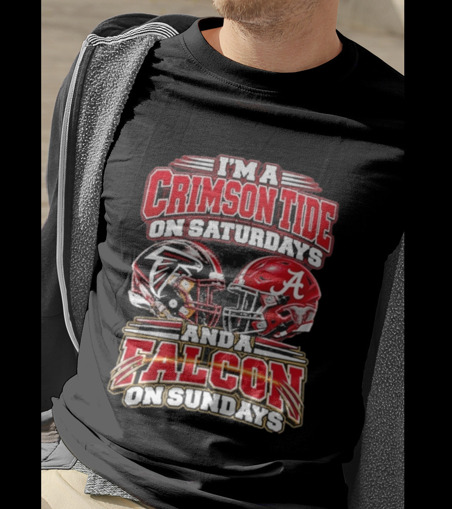 I'm A Crimson Tide On Saturdays And A Falcon On Sundays Helmet T-Shirt