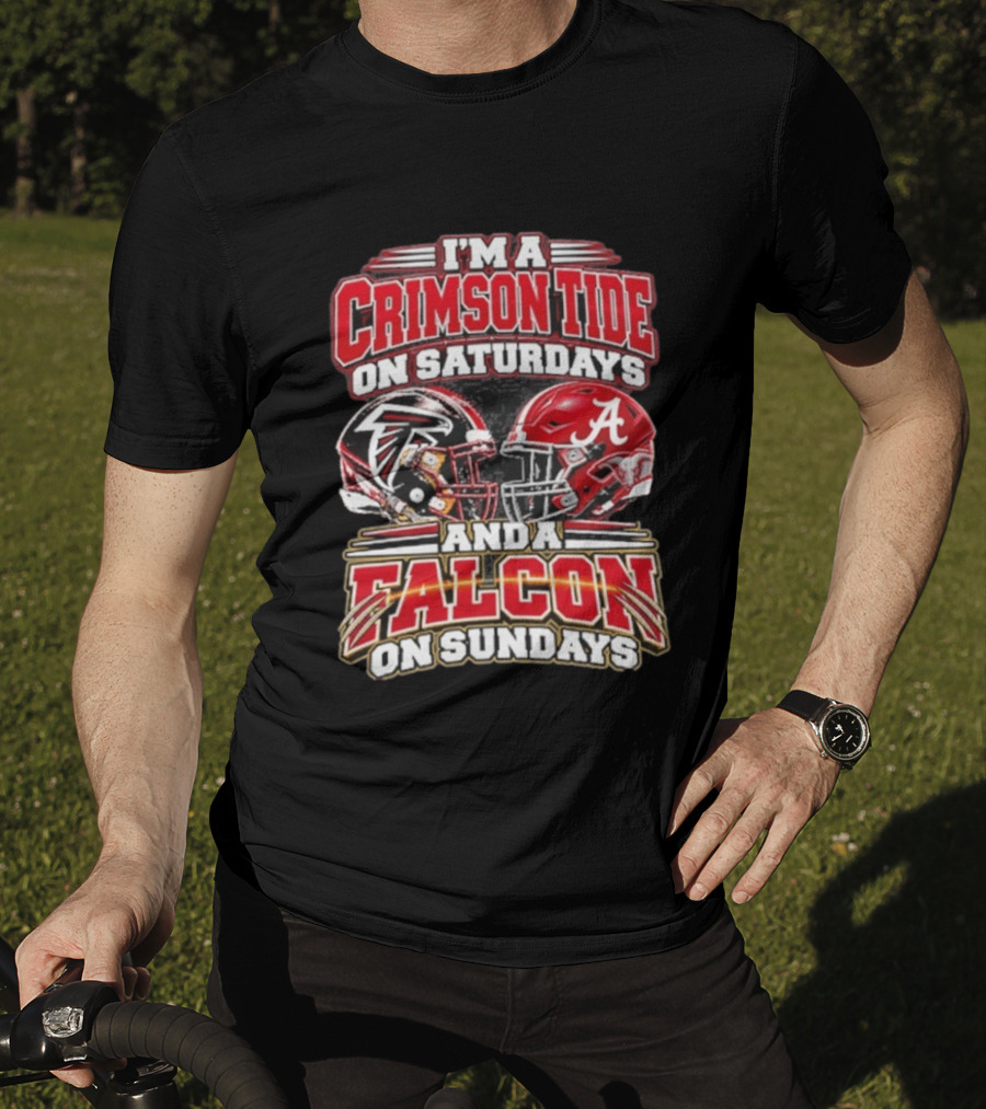 I'm A Crimson Tide On Saturdays And A Falcon On Sundays Helmet T-Shirt
