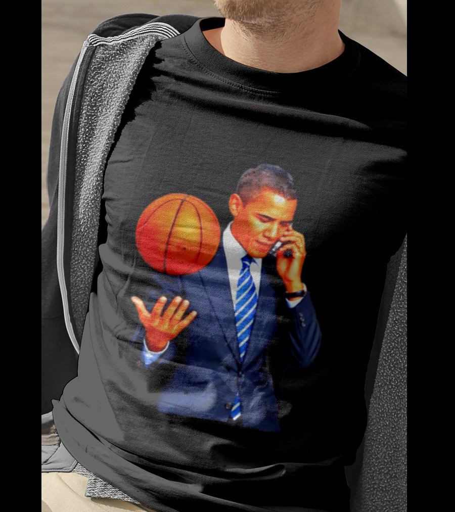 Barack Obama Basketball Phone Call In Suit And Tie T-Shirt