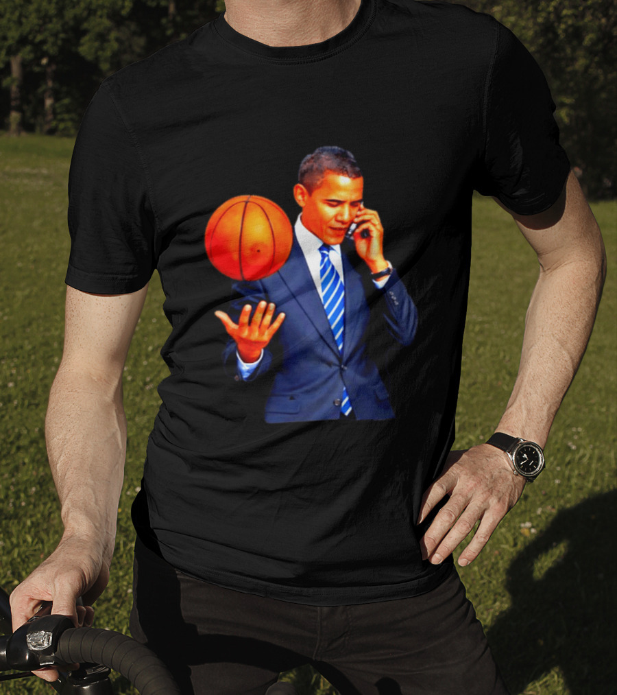 Barack Obama Basketball Phone Call In Suit And Tie T-Shirt