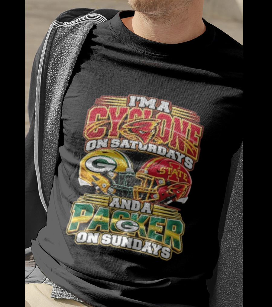 I'm A Cyclone On Saturdays State Helmet And A Packer On Sundays T-Shirt