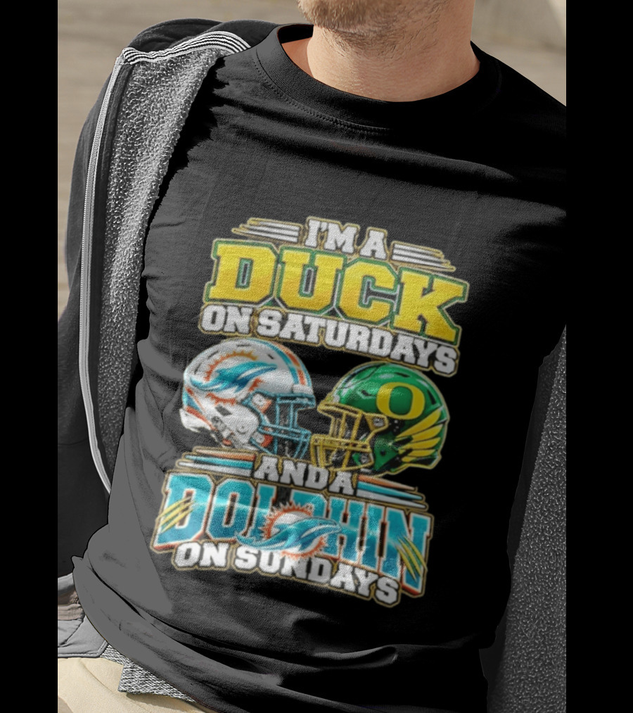 I'm A Duck On Saturdays And A Dolphin On Sundays Football Helmets T-Shirt