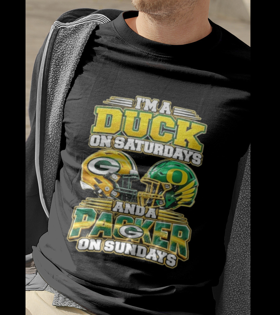 I'm A Duck On Saturdays And A Packer On Sundays Football Helmets T-Shirt