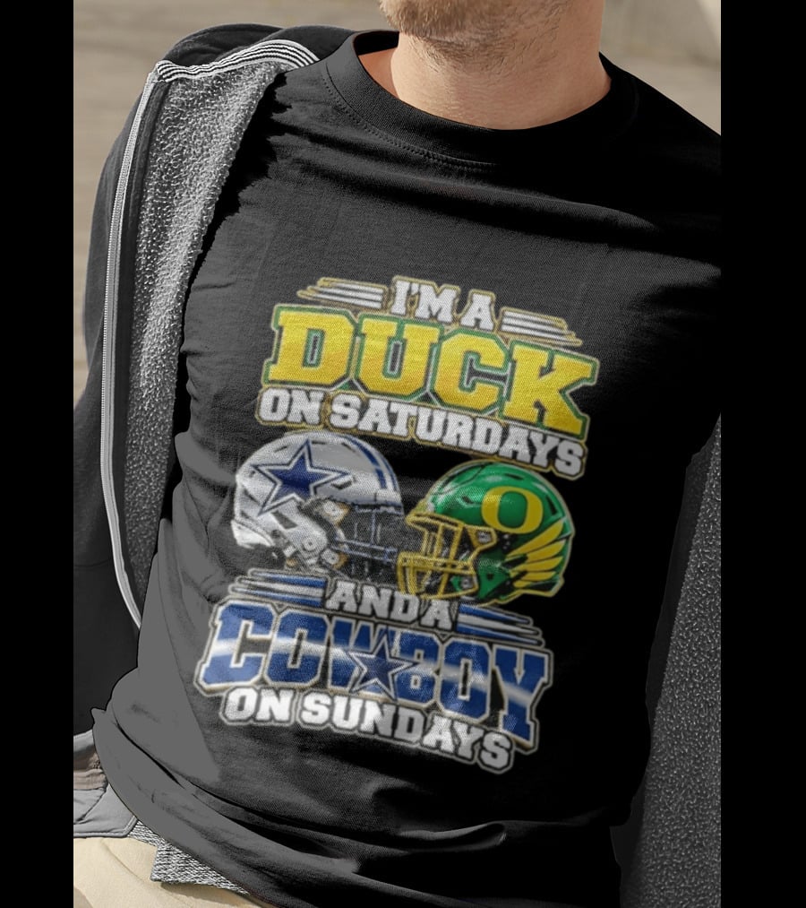 I'm A Duck On Saturdays And A Cowboy On Sundays Football Helmets T-Shirt