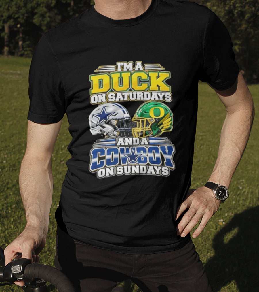 I'm A Duck On Saturdays And A Cowboy On Sundays Football Helmets T-Shirt