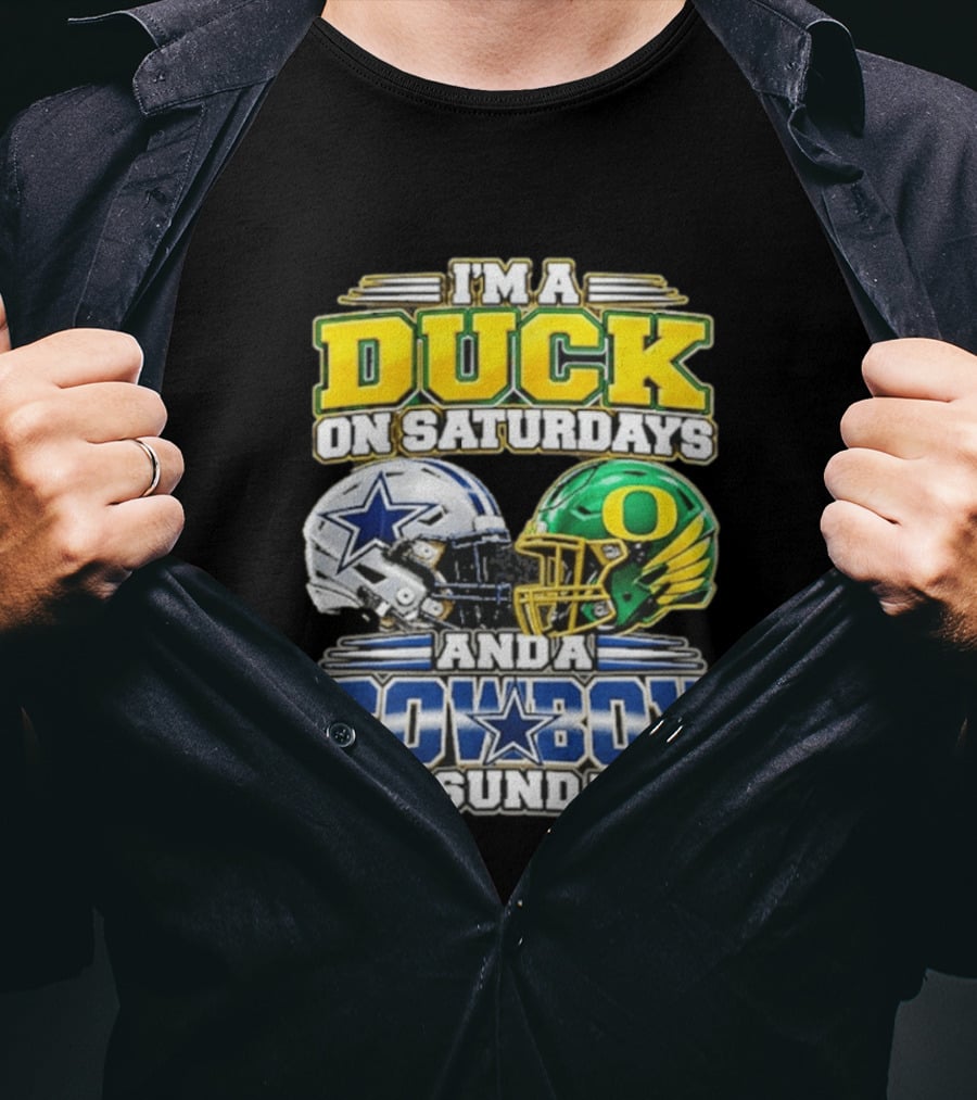 I'm A Duck On Saturdays And A Cowboy On Sundays Football Helmets T-Shirt