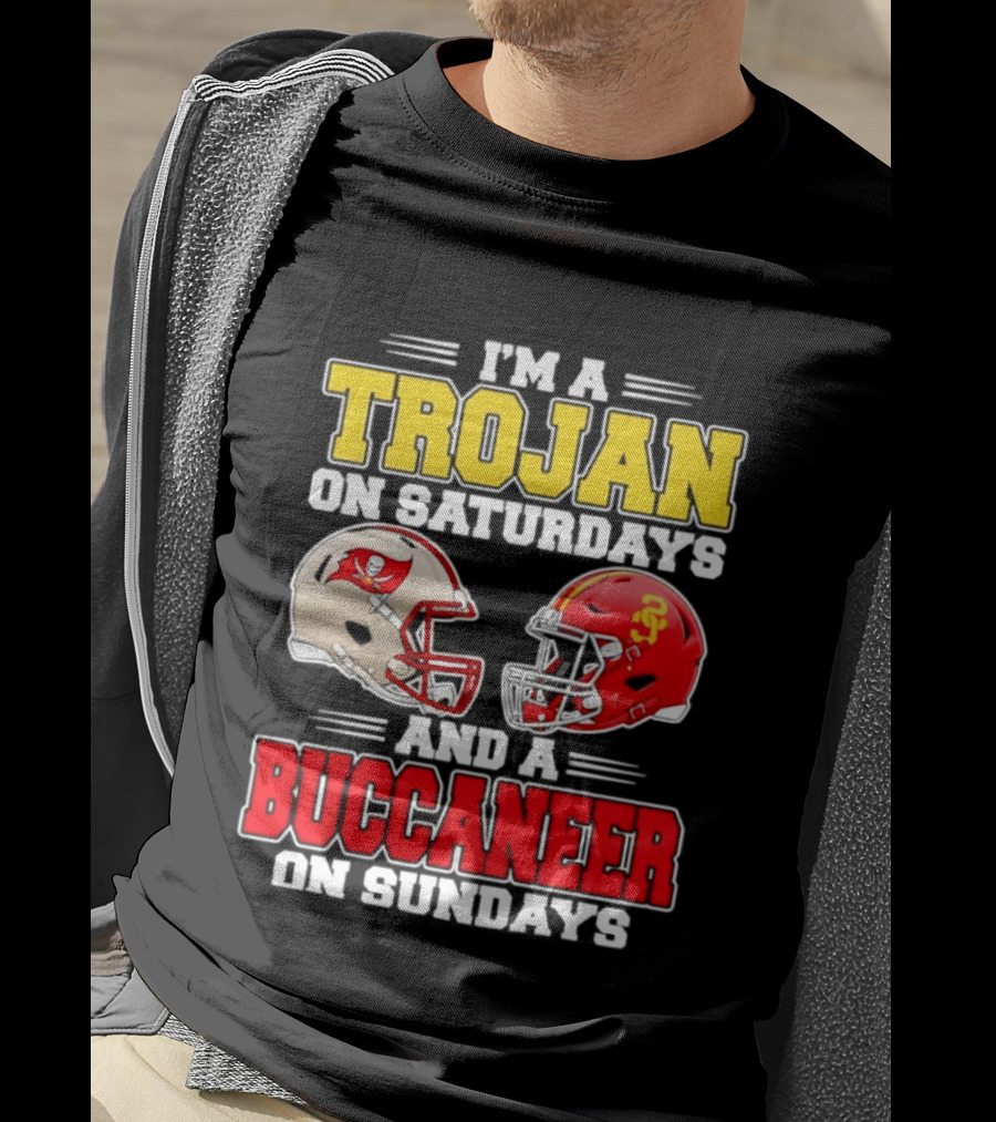 I'm A Trojan On Saturdays And A Buccaneer On Sundays Football Helmet T-Shirt