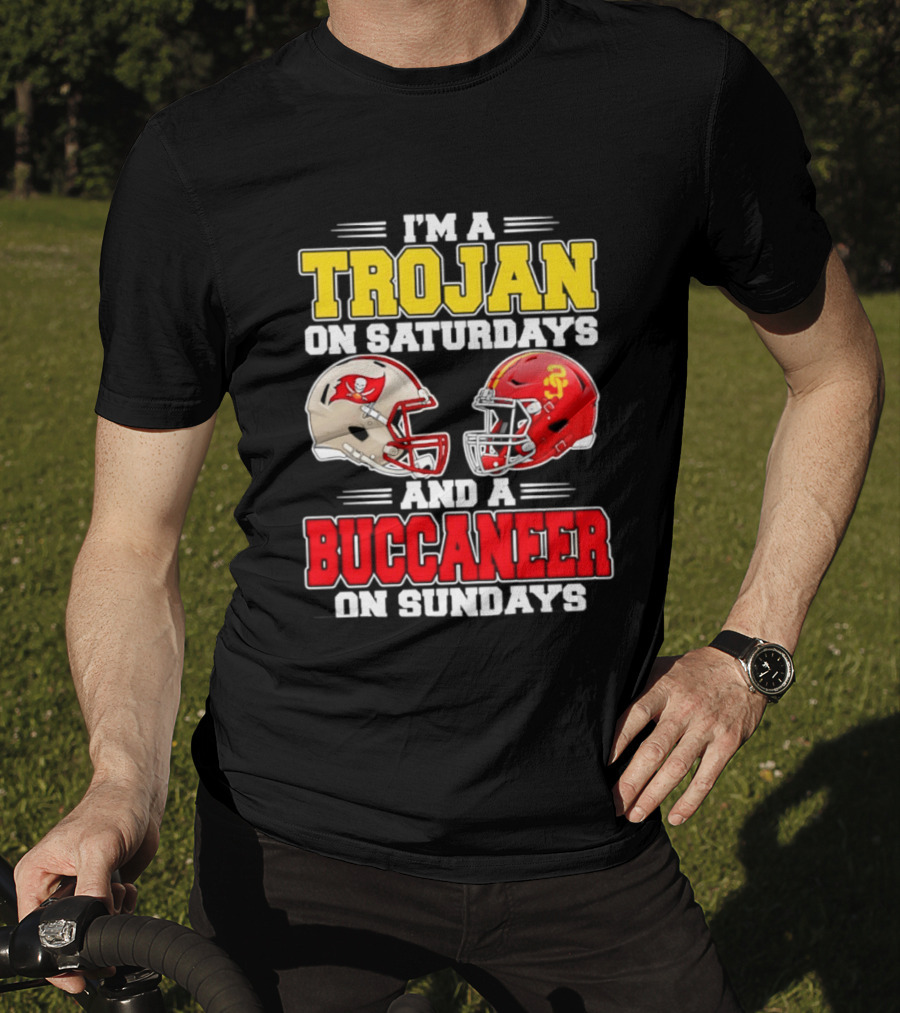 I'm A Trojan On Saturdays And A Buccaneer On Sundays Football Helmet T-Shirt