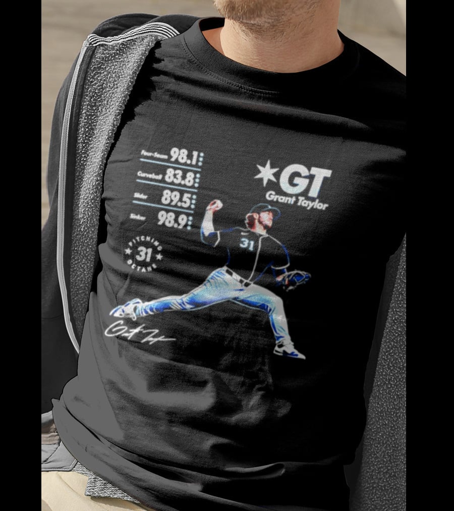 Grant Taylor 31 Chicago White Sox Pitcher Velocity Stats Octane Baseball T-Shirt