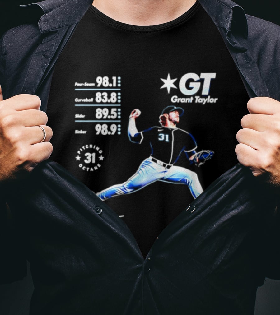 Grant Taylor 31 Chicago White Sox Pitcher Velocity Stats Octane Baseball T-Shirt