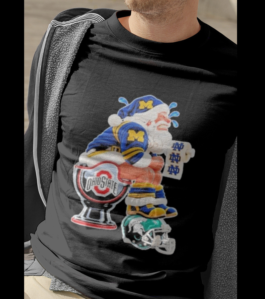 Michigan Santa Ohio State Toilet Notre Dame Paper Michigan State Helmet Football T-Shirt