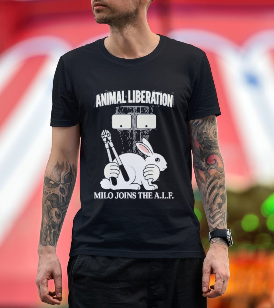 Animal Liberation Milo Joins The ALF Bunny With Pliers And Wrench T-Shirt