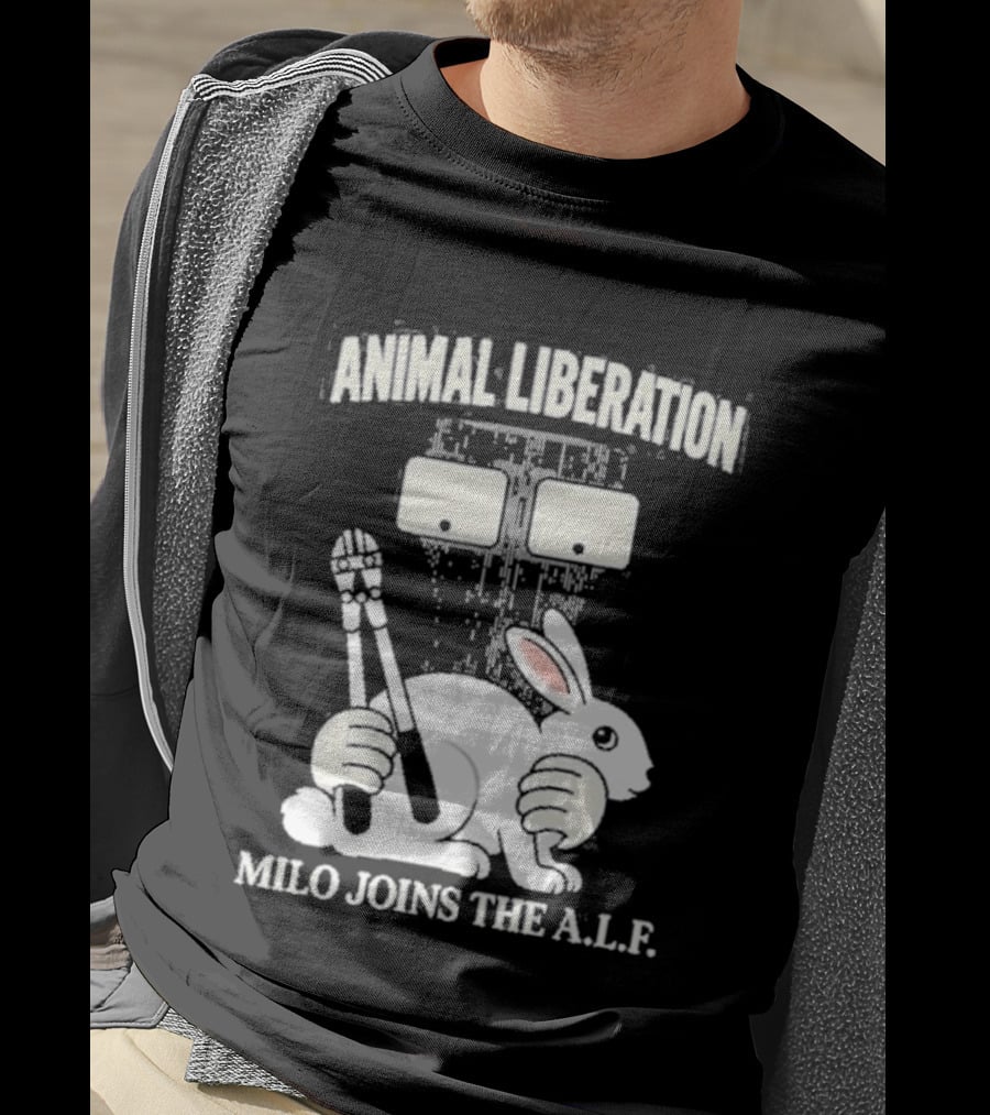 Animal Liberation Milo Joins The ALF Bunny With Pliers And Wrench T-Shirt