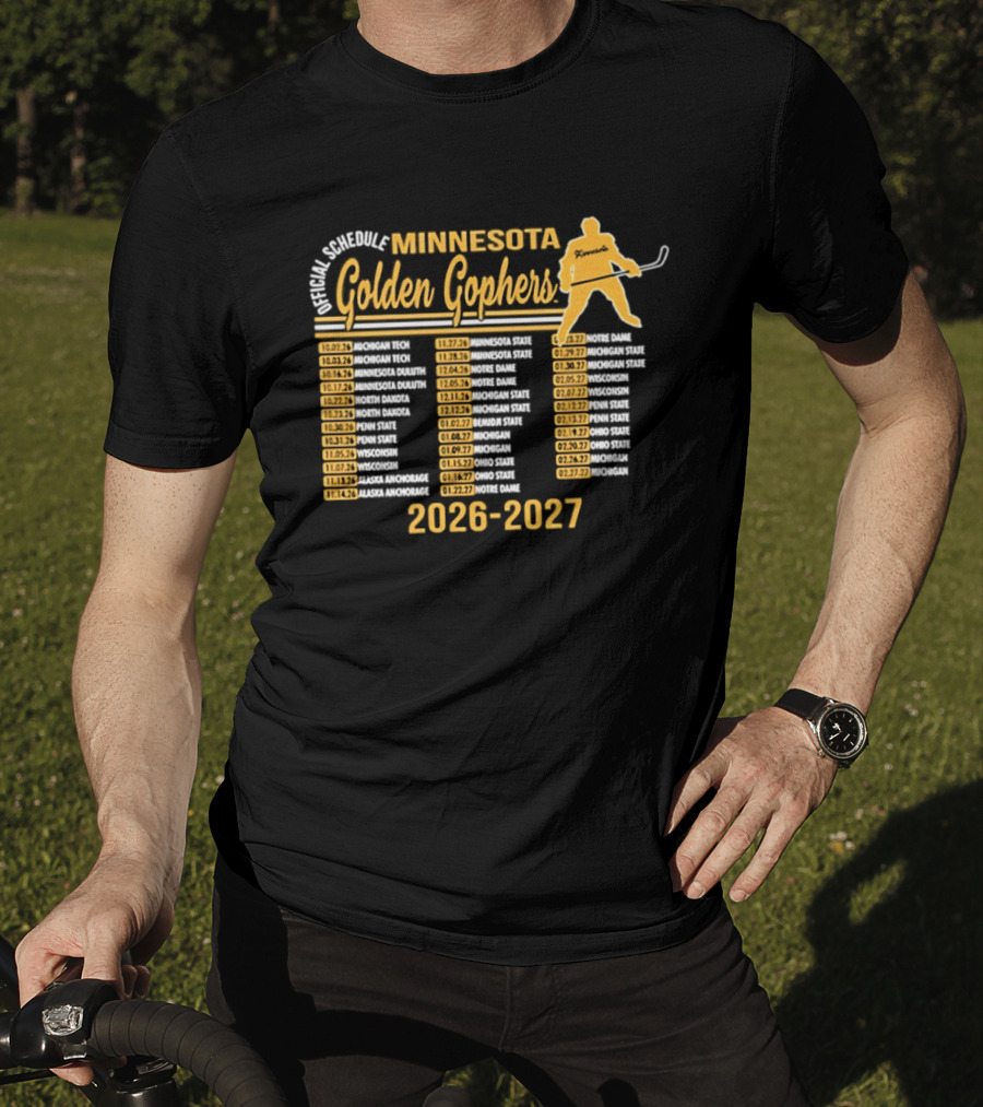 Minnesota Golden Gophers Ice Hockey Schedule 2026 2027 Player Highlights T-Shirt